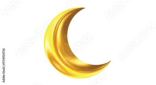 Vector illustration of a shiny golden crescent moon