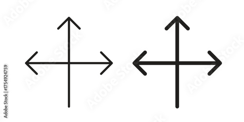 Three directions icon pictogram template, Simple outline and filled style.