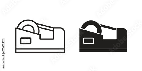 Tape dispenser icon pictogram template, Simple outline and filled style.