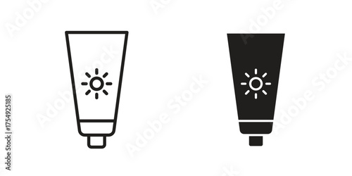 Sunscreen icon pictogram template, Simple outline and filled style.