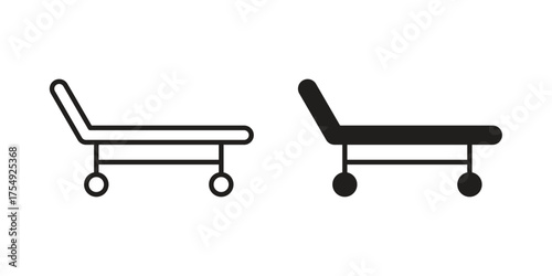 Stretcher icon pictogram template, Simple outline and filled style.