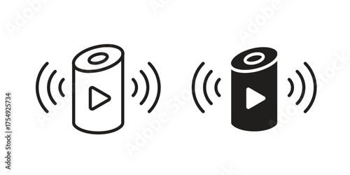 Smart speaker icon pictogram template, Simple outline and filled style.