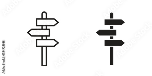 Signpost icon pictogram template, Simple outline and filled style.
