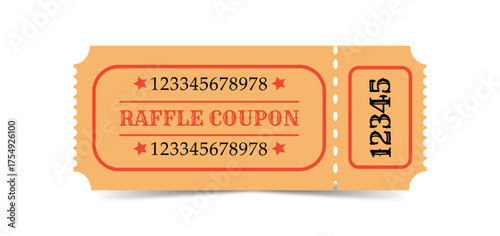 Vintage raffle ticket coupon with numbered stubs
