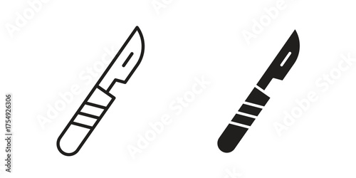 Scalpel icon pictogram template, Simple outline and filled style.
