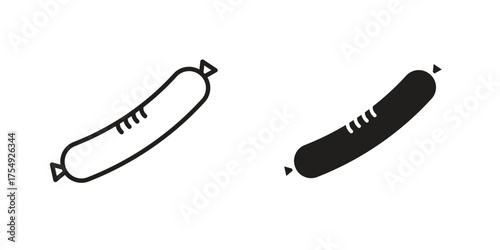 Sausage icon pictogram template, Simple outline and filled style.