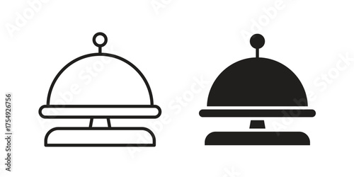 Reception bell icon pictogram template, Simple outline and filled style.