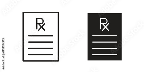 RX icon pictogram template, Simple outline and filled style.