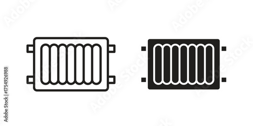 Radiator icon pictogram template, Simple outline and filled style.