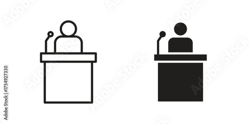 Politician speaker icon pictogram template, Simple outline and filled style.