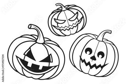 Pumpkin Carving Stencils Vector SVG Set for Halloween