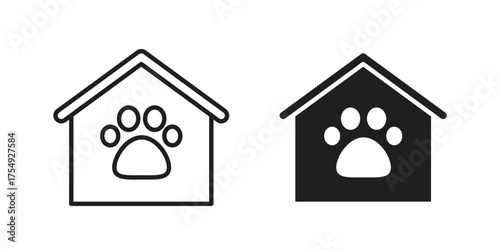 Pet shelter icon pictogram template, Simple outline and filled style.