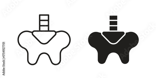 Pelvis icon pictogram template, Simple outline and filled style.