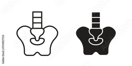 Pelvic area icon pictogram template, Simple outline and filled style.