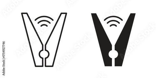 Peg icon pictogram template, Simple outline and filled style.
