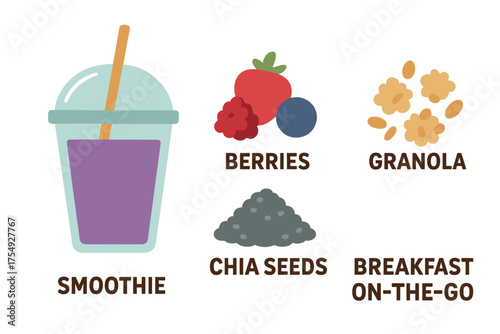 Healthy smoothie ingredients for a quick breakfast