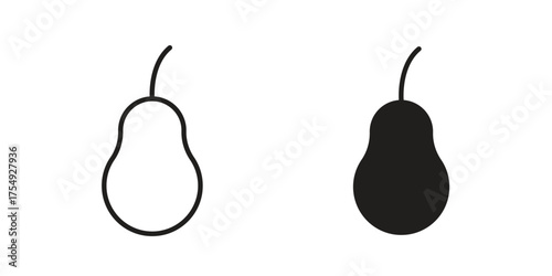Pear icon pictogram template, Simple outline and filled style.