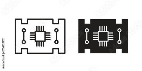 PCB icon pictogram template, Simple outline and filled style.