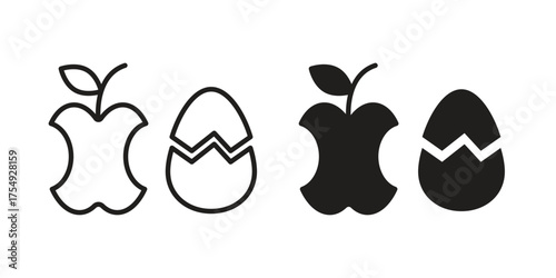 Organic waste icon pictogram template, Simple outline and filled style.