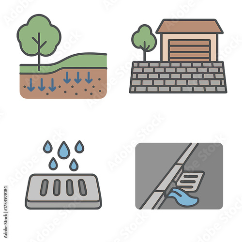 Illustration of storm water management and drainage systems