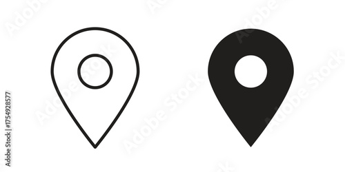 Navigation pin icon pictogram template, Simple outline and filled style.