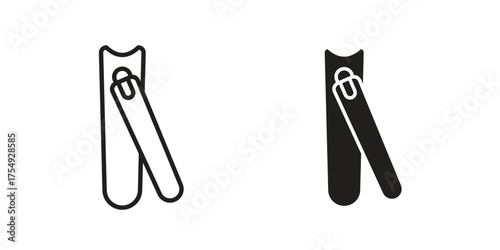 Nail clippers icon pictogram template, Simple outline and filled style.