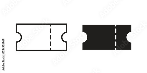 Movie ticket icon pictogram template, Simple outline and filled style.