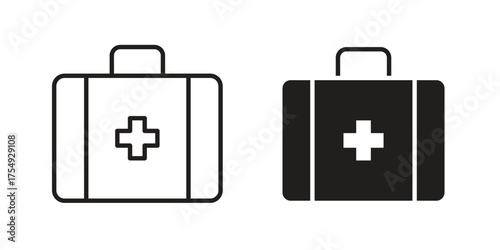 Medical aid kit icon pictogram template, Simple outline and filled style.