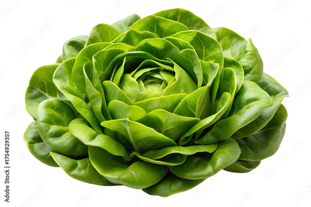 Fototapeta premium Fresh butter lettuce isolated on transparent background, ready to be eaten raw