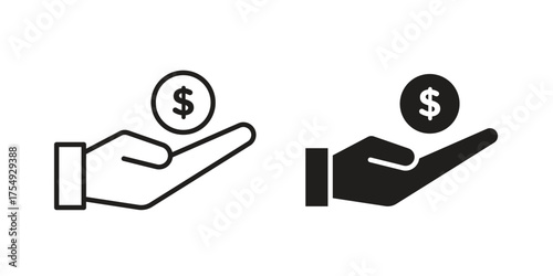loan icon pictogram template, Simple outline and filled style.