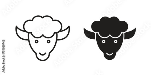 Lamb icon pictogram template, Simple outline and filled style.