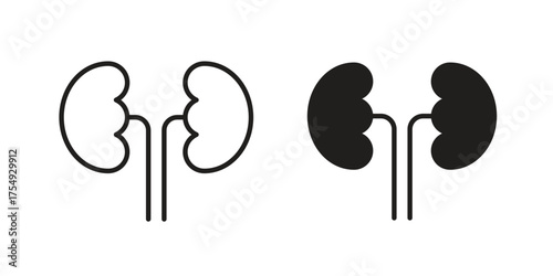 Kidney icon pictogram template, Simple outline and filled style.