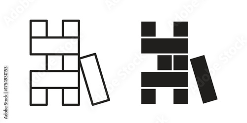 Jenga icon pictogram template, Simple outline and filled style.