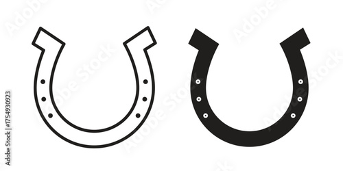 Horseshoe icon pictogram template, Simple outline and filled style.