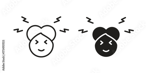 Headache icon icon pictogram template, Simple outline and filled style.