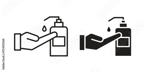 Hand wash icon pictogram template, Simple outline and filled style.
