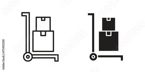 Hand truck icon pictogram template, Simple outline and filled style.