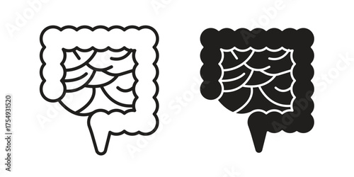 Gut icon pictogram template, Simple outline and filled style.