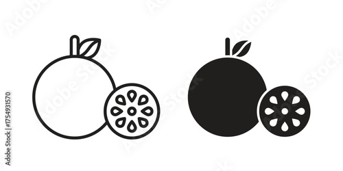Grapefruit icon pictogram template, Simple outline and filled style.