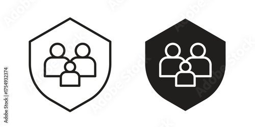 Family insurance icon pictogram template, Simple outline and filled style.