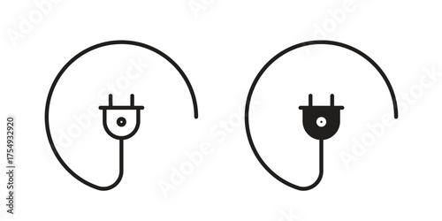 Electric plug icon pictogram template, Simple outline and filled style.