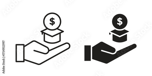 Education cost icon pictogram template, Simple outline and filled style.