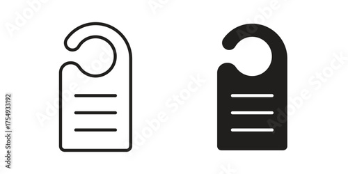 Door hanger icon pictogram template, Simple outline and filled style.