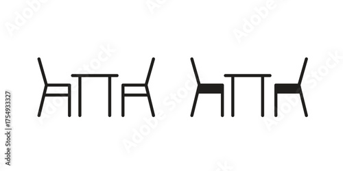 Dinner table icon pictogram template, Simple outline and filled style.