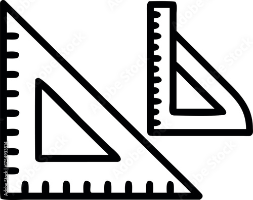 Vector art of set square for geometric drawing and technical illustration