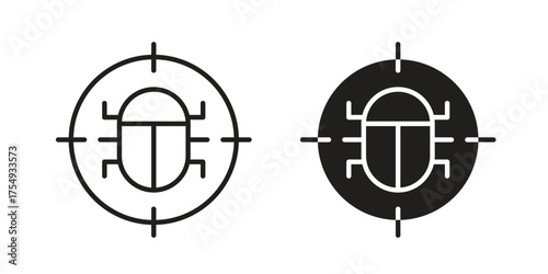 Debug icon pictogram template, Simple outline and filled style.