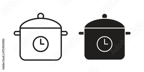Cooking time icon pictogram template, Simple outline and filled style.