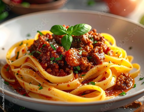 Pasta dish tagliatelle al ragù bolognese italian food 
