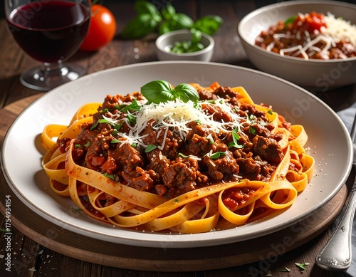 Pasta dish tagliatelle al ragù bolognese italian food 