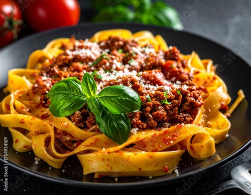 Pasta dish tagliatelle al ragù bolognese italian food 